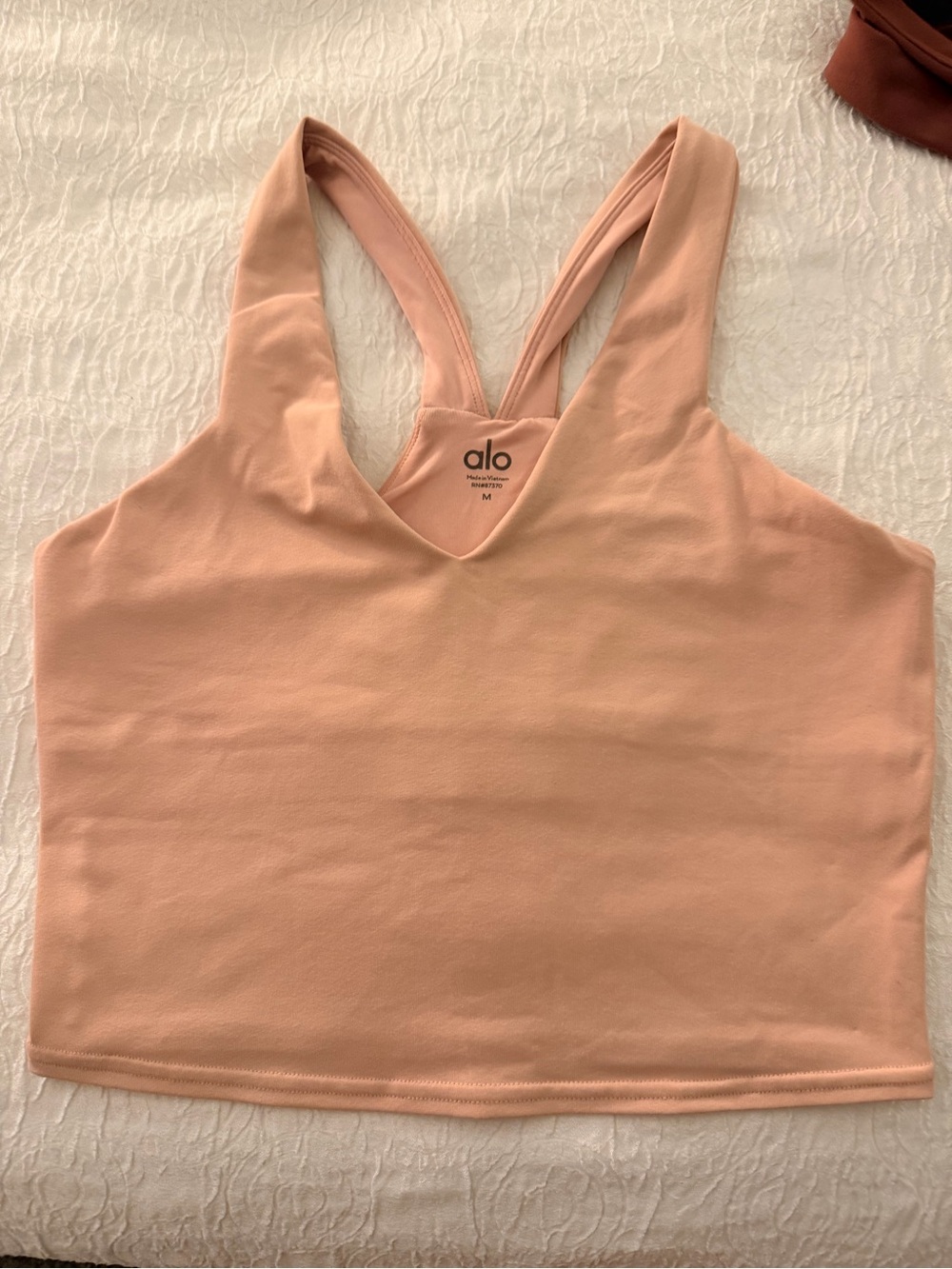 ALO Airbrush Real Bra Tank Size M — Ballet Pink — Yoga Cropped Racerback Sports